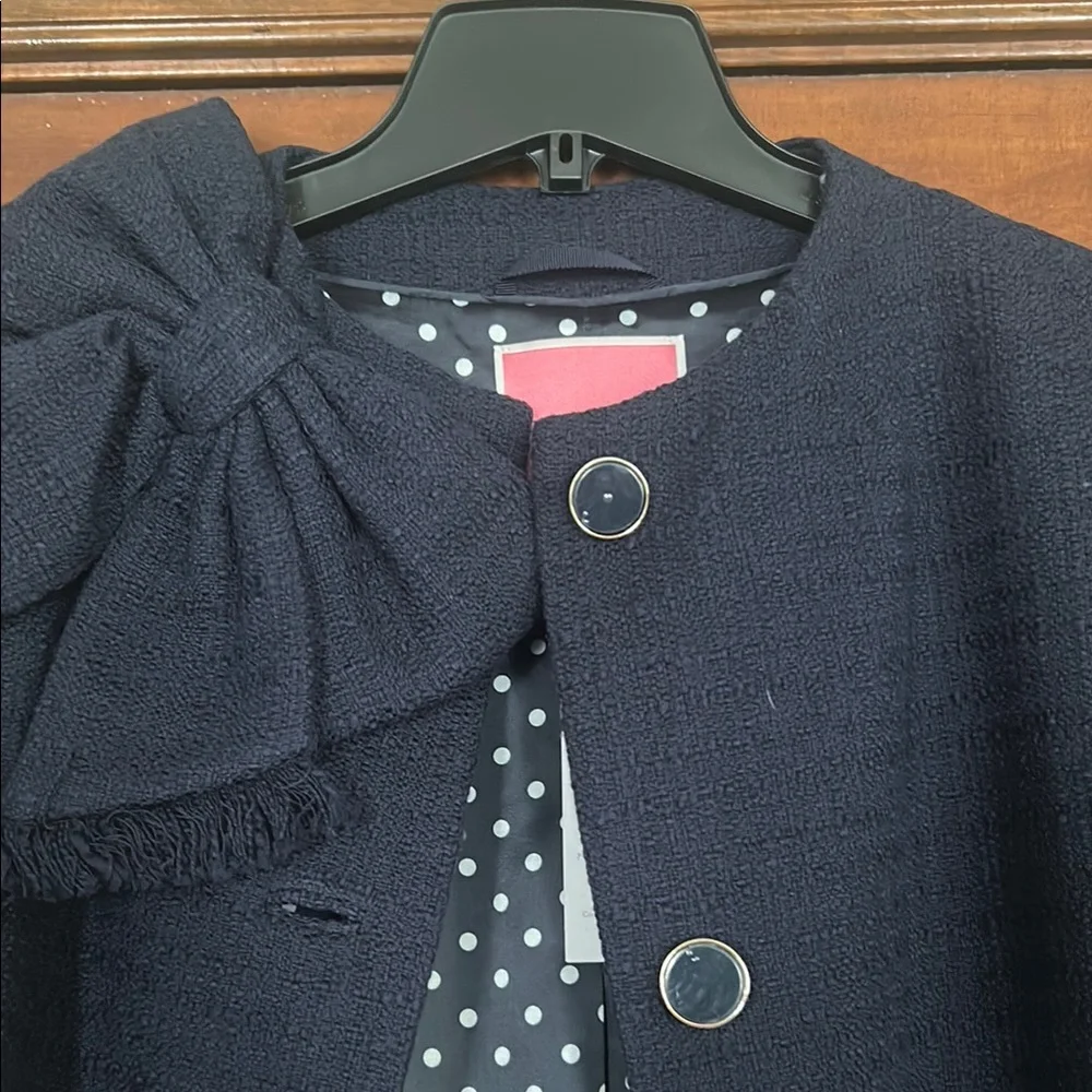 Kate Spade Navy Coat with Bow Detail - Picture 4 of 5